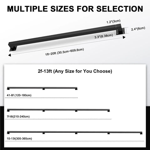 Multiple sizes of Six Foot Black Metal Wall Mounted Stair Handrail Featuring Industrial Pipe Styling and a legit five hundred pound weight limit.