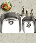 Top view of 32 Inch Stainless Steel Kitchen Sink With 70/30 Double Bowl, Undermount installed in a countertop with brushed finish.