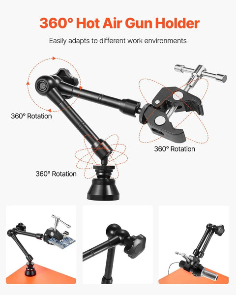 Magnetic Helping Hands Soldering Station with 360 Degree Hot Air Gun Holder and Heavy Duty Base for Electronics Repair