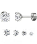 Premium D Color Moissanite Stud Earrings Crafted From Certified G23 Implant Grade Titanium Screw Back For Tragus Cartilage Labret Helix Piercings Nickel Free Hypoallergenic Good Vibes For Sensitive Skin Slay Game Strong For Women Men 3MM Size showing stud earrings with titanium backing.