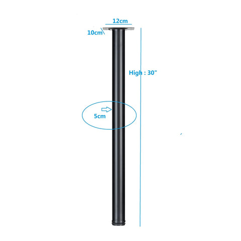 30 Inch Adjustable Metal Desk Leg from Set Of 4, Heavy Duty Black Round Furniture Legs With Solid Square Base, Ideal For DIY Tables