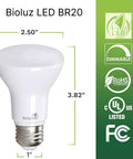 LED BR20 Light Bulbs 2700K Warm White Dimmable 6W 50W Replacement, 90 CRI, 540 Lumens, Indoor Outdoor, UL Listed, CEC
