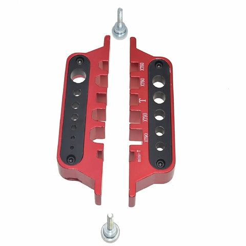 Slick Aluminum Soldering Station And Welding Jig Plate For Rc Builders No Sweat Assembly With Xt60 Xt90 T Plug Banana Connectors Heat Proof Workbench Setup showing red aluminum connectors and screws.