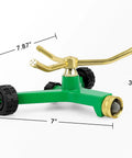 2 Pack 3 Arm Metal Lawn Sprinklers With Rolling Wheel Base For 360 Degree Auto Rotary Watering Of Lawns Gardens Flower Beds