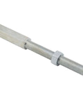 Bolt On Master Cylinder Clevis And Pushrod Kit Three Eighths Inch Fine Thread Clevis With Four Point Seven Five Inches Pushrod Length And Two Inches Clevis Includes Pin And Cotter Key For Brake Pedal Connection, showing metal pushrod and clevis assembly.