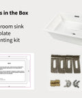 20.5 Inch By 14.4 Inch Ceramic Vanity Sink with Overflow, template, mounting kit, self-rimming design, vitreous china.
