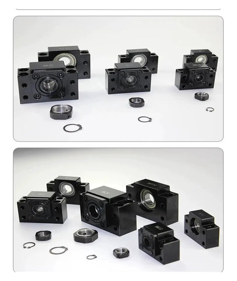 2 Pack Nut Housing End Support Bearing For Miniature Ball Screw SFK0802 SFK1002 SFK0601, components displayed with rings