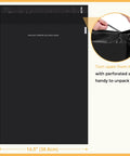 Black 14.5x19 Inch Poly Mailers, 50 Pack, showing self-adhesive seal and tear strip for easy open and seal