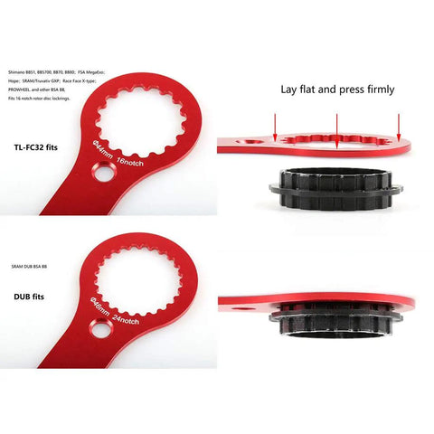 Pro Grade Multifunctional Bicycle Bottom Bracket Tool And Wrench CNC Machined Aluminum 16 Notch 44mm Cup Fits Shimano FSA Race Face SRAM GXP