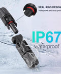 Waterproof Solar Panel Connector Kit 10 Pack 5 Pairs IP67 Male and Female PV Connectors with seal ring design.