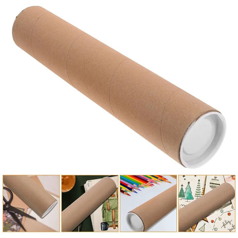 Kraft Paper Mailing Tubes With Caps 6.5 Cm Inner Diameter 33 Cm Length 3 Mm Thick Cardboard Poster Tubes For Blueprints Documents Shipping