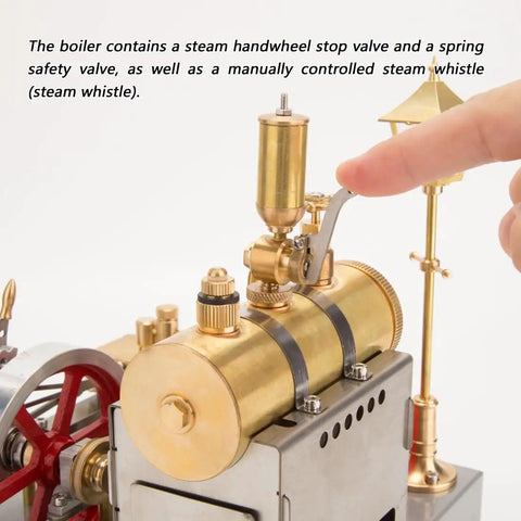 Hands On Steam Engine Model Kit That Runs On Steam Power 3D Metal Working Engine For DIY Builders Functional Steam Generator With Flywheel Demonstration And Real Working Steam Action, 7.08 x 7.09 in brass boiler