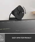 Crisp 1080P Full HD Webcam Featuring Auto Light Correction Plug And Play Design mounted on a monitor with a privacy shutter.