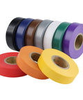 10 Color Pack Colored Electrical Tape Waterproof Three Quarter Inch By Sixty Six Feet Industrial Grade UL CSA Listed High Temperature Vinyl Tape For Electrical Wiring And Insulation displayed in a row