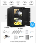 3.5 Cu Ft Home Safe with Fireproof and Waterproof Steel Security Box, open view showing electronic keypad, shelves for valuables.