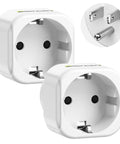 2 Pack Europe To US Plug Adapter Travel Converter For Europe To USA Outlets EU To US Adapter for Laptops and More