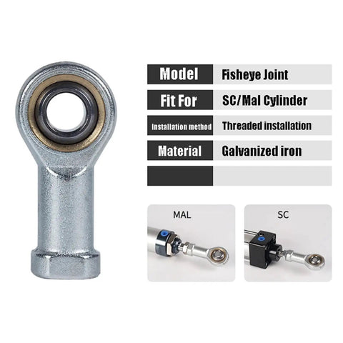 Female Piston Rod End Ball Head For Universal Pneumatic Cylinder U Fitting Mount With Knuckle Bearing, Internal Thread SI 16 TK, galvanized iron