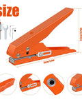 Heavy Duty Kickass Hole Punch Pliers For Adjustable Screw Covers And Edge Banding With Precision Limit Drill Bit For Leather PVC And Thick Paper Projects showing measurements and features.