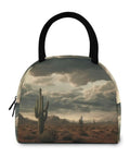 Desert Cactus Insulated Lunch Bag For Women And Men With Fashion Print, durable 300D exterior, built-in cotton handle shown front view