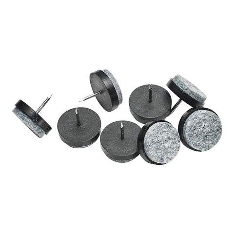 No Fuss Chair Leg Floor Protectors 30 Pack Adjustable Furniture Glides With Thick Felt Caps And Screw Levelers To Guard Hardwood Floors From Scratches While Keeping Setup A Dead Cinch Brown 28Mm, black felt discs with nails.