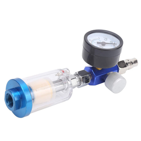 Mini Air Filter Water Separator With Pressure Gauge And Manual Drain One Quarter Inch Line Regulator for Spray Pneumatic Gun