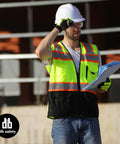High Visibility Reflective Safety Vest With Pockets And Zipper, ANSI Class 2 Mesh, 3M Reflective Tape, Yellow And Black, Large