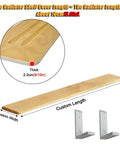 Custom Size Wooden Radiator Shelf Cover Wall Mounted Hidden Storage Panel with Heavy Duty Steel Brackets displayed with dimensions.