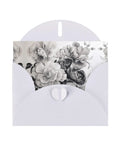 Floral Graphite Print Greeting Cards Half Fold For All Occasions In White Photo Paper 4x6 Inches with envelope