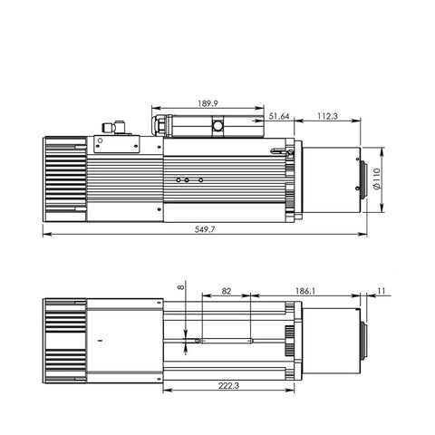Badass 9.0 Kw Automatic Tool Change Spindle With Iso 30 Taper Dual Voltage 220v Or 380v Air Cooled Build technical drawing dimensions