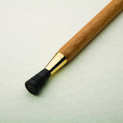 Wooden cane with brass ferrule and rubber foot, part of Walking Stick Hardware Kit With Steel Spike Ferrule Rubber Foot And Aluminum Insert For Pro Grade Hand Crafted Cane Easy To Assemble Woodworking Kit For Indoor And Summer Use Anytime