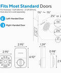 Keyless Smart Lock With WiFi Bridge Fingerprint Entry And Codes App dimensions and compatibility diagram