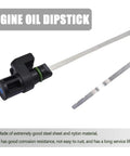 One Piece Car Transmission Oil Dipstick With 23 Point 8 Inch Stainless Steel Engine Oil Level Indicator, black and silver, side view.