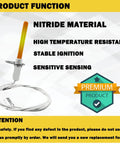 Universal Silicon Nitride Hot Rod Ignitor with nitride material listing benefits for gas-fired furnaces, heaters, and boilers.