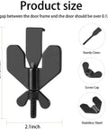 Portable Door Lock For Travel And Home Privacy, Compact Palm Size Security Device in black, showing dimensions and parts