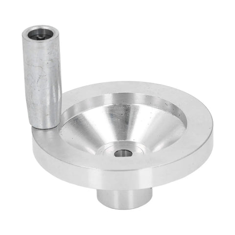 Precision Mini Lathe Handwheel Replacement With Rock Solid Aluminum Handle For 7x10 7x12 7x14 And 0618 Machines showing durable aluminum construction and chamfered bore.