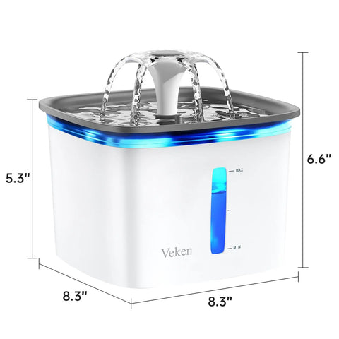 Award Winning 95oz 2.8L Pet Fountain Automatic Water Dispenser For Cats And Dogs With Replacement Filters Included Grey Plastic Multi Pet No Brainer Hydration, showing the side dimensions.
