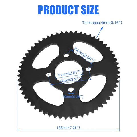 Go Kart 60 Tooth Rear Drive Sprocket Hub With One Inch Bore And One Quarter Inch Keyway Four Hole Mount Heavy Duty Silver Fits Most Go Karts With One Inch Live Axles Works With 35 Chain size dimensions