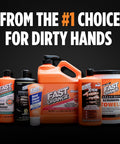 Heavy Duty Scrubbing Towels With Dual Textured Power next to various cleaning products against a black background