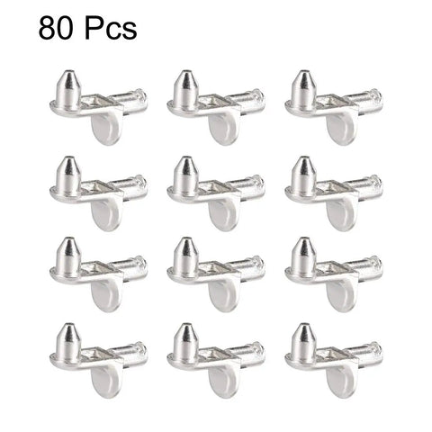 Rock Solid 5Mm Shelf Support Pins With Steel Cabinet Bracket Pegs Heavy Duty Furniture Shelf Brackets For Bookcases And Kitchens Silver Tone 80 Pack No Hassle Anti Wobble Design