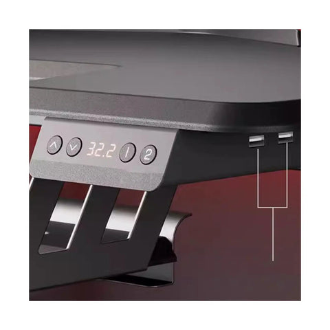 Control panel showing preset height memory for Dual Motor Adjustable Standing Desk With Smooth Electric Lift And Preset Height Memory For Daily Grind Or Pro Gaming Setup Rock Solid Carbon Steel Frame Two Tier Mobile Computer Table On Quiet Casters.