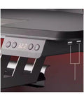 Dual Motor Height Adjustable Gaming Desk With Grip Tight Casters Auto Memory Lifts control panel showing height settings.
