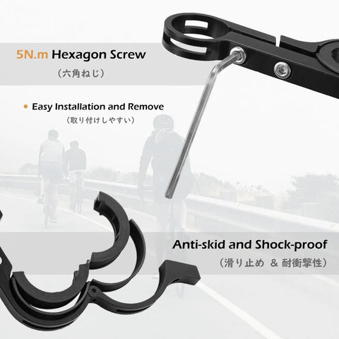 Bike Handlebar Extender 10cm Aluminum Alloy Single Clamp Mount with hexagon screw, showing anti-skid and shock-proof design