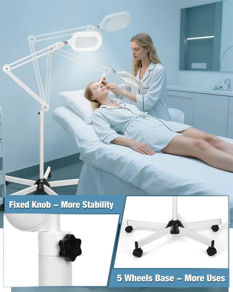 12X Magnifying Glass With Light And Stand, Large 6 By 4 Inch Optical Glass Lens, in use for facial care