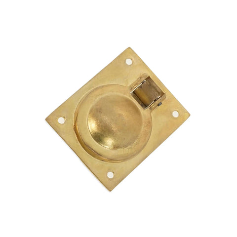 Polished Brass Flush Ring Pull Handle 60mm By 50mm for cabinets and drawers, recessed furniture, cupboards, boat hatch, super easy open lift ring.