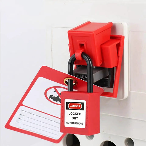 Six Pack Clamp On Circuit Breaker Lockout Device Set For 480 To 600 Volt Breakers Universal Large Size Fits Single Pole And Multi Pole Toggles OSHA Compliant