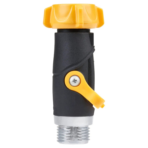 Lever Flow-Through Valve Connector Bundle For Hose Fittings With High Volume Water Flow, Longer Lever, Vertical Operation