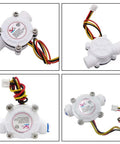 Water Flow Sensor 0.3-10 L/Min Hall Effect Turbine Meter With G3/8 Thread, DC 3.5-24V, XH2.54 3-Pin Plug, shown in various angles