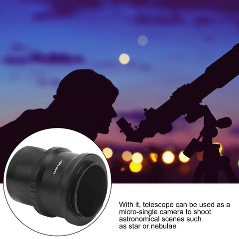 Silhouette of a person using a telescope with M48x0.75mm Telescope Adapter To NEX Lens For EMount Cameras inset, aluminum alloy build