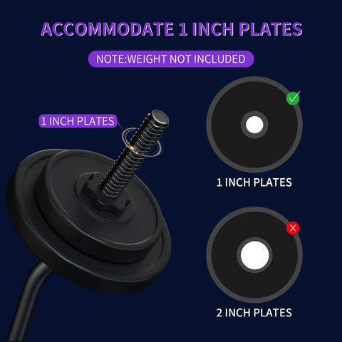 47 Inch Curl Bar For Home Gym And Weight Lifting, Ergonomic 1 Inch Diameter Barbell supporting 1 inch plates, 220lb Capacity