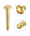 Brass Wood Screws M4 x 25mm Slotted Round Head Self Tapping 20 Pieces showing close-up details of head and threading.